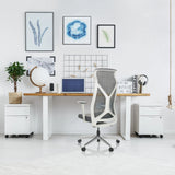 Silla de oficina profesional AZURRO WHITE gris con respaldo de malla y reposabrazos de hjh OFFICE