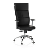 Sillón de alta gama MONZA 20 negro con reposabrazos y base de cinco ruedas de hjh OFFICE – vista de 360° (vista frontal 20°)