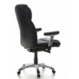 Sillón de oficina profesional EMBASSY 200 negro con reposabrazos y base de cinco ruedas de hjh OFFICE – vista de 360° (vista trasera en diagonal 120°)