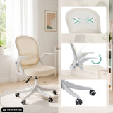 Silla Home Office Naluro en color beige con respaldo transpirable y base con ruedas de hjh OFFICE (imagen generada por IA)