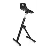 Asiento de pie TOP WORK 31 negro con casco de asiento y pie en T de hjh OFFICE – vista de 360° (vista trasera en diagonal 120°)