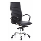 Sillón de oficina profesional PARMA 20 negro con tapicería de cuero acolchado y base de cinco ruedas de hjh OFFICE – vista de 360° (vista frontal en diagonal 40°)