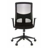 Silla de oficina profesional LAVITA negra con respaldo de malla y base de cinco ruedas de hjh OFFICE – vista de 360° (vista frontal 0°)