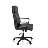 Sillón de oficina profesional LISSO negro con reposabrazos y base de cinco ruedas de hjh OFFICE – vista de 360° (vista lateral 80°)