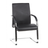 Silla de viga voladiza BAROLO V negra con reposabrazos y estructura de patín cromada de hjh OFFICE – vista de 360° (vista frontal 20°)