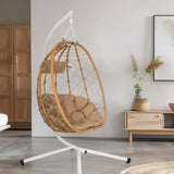 Silla colgante COCOVA en blanco y beige con cesta tejida y cojín de hjh LIVING
