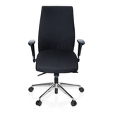 Silla de oficina profesional PRO-TEC 250 negra con reposabrazos y base de cinco ruedas de hjh OFFICE – vista de 360° (vista frontal 0°)