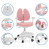Silla para niños rosa KID WING con diversas opciones de ajuste para el respaldo, los reposabrazos y la altura del asiento de hjh OFFICE
