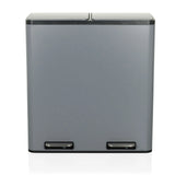Papelera Clean 13 gris con dos compartimentos y dos pedales de hjh OFFICE – vista de 360° (vista frontal 0°)
