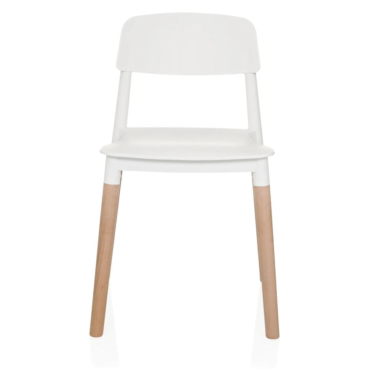 Silla de cuatro patas SCANDI E blanca con patas de madera de hjh LIVING – vista de 360° (vista frontal 0°)