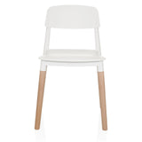 Silla de cuatro patas SCANDI E blanca con patas de madera de hjh LIVING – vista de 360° (vista frontal 0°)