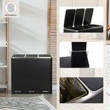 Papelera negra Clean 9 con tapa plateada junto a un escritorio de hjh OFFICE