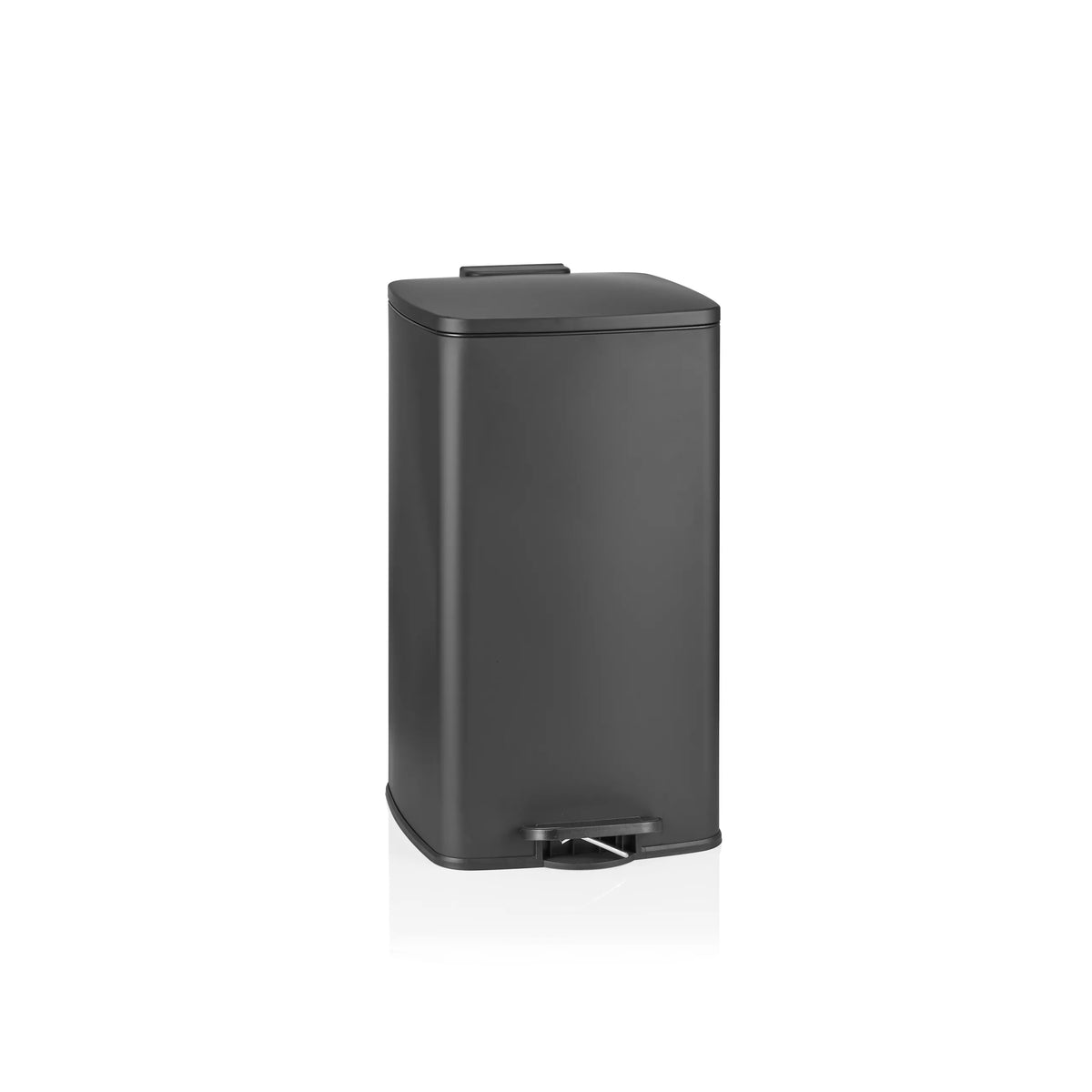 Papelera negra Clean Step 4 con tapa y pedal de hjh OFFICE – vista de 360° (vista frontal 15°)