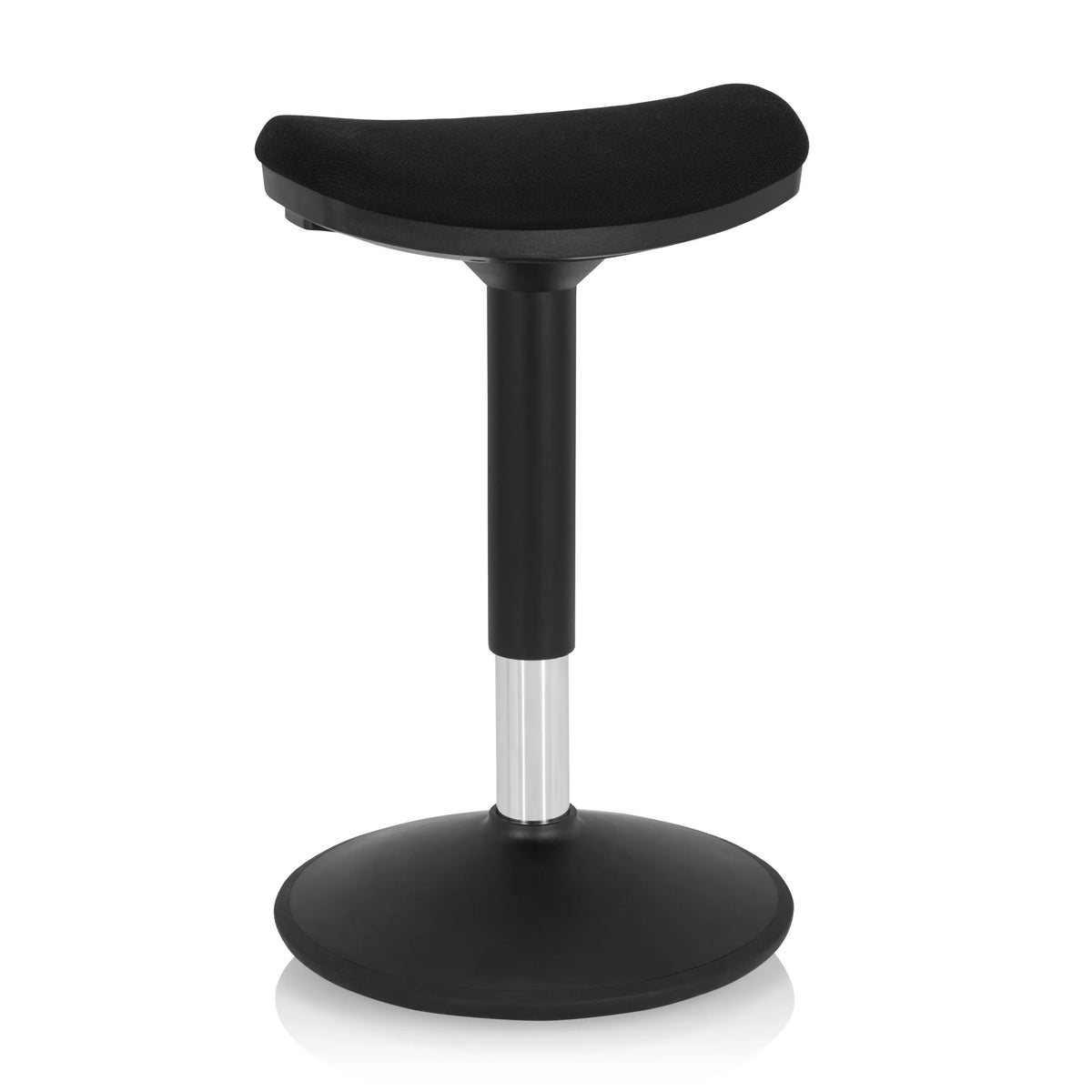 Asiento de pie BALANCE SIT I B negro con asiento curvo y base redonda de hjh OFFICE – vista de 360° (vista frontal 20°)