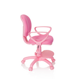 Silla giratoria para niños KID COLOUR rosa con reposabrazos y base de cinco ruedas de hjh OFFICE – vista de 360° (vista lateral 80°)