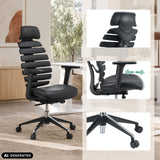 Silla de oficina profesional ERGO LINE II PRO negra de cuero con reposabrazos ajustables de hjh OFFICE (imagen generada por IA)