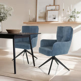 Dos sillas tapizadas TARUGO azules con funda de pana y base en estrella negra de hjh LIVING