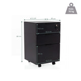 Plano dimensional del archivador rodante DAVIK con una altura de 66 cm y una capacidad de carga de 70 kg de hjh OFFICE