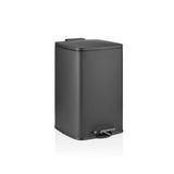 Papelera negra Clean Step 3 con tapa y pedal de hjh OFFICE – vista de 360° (vista frontal en diagonal 30°)