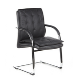 Silla viga voladiza VILLA V negra con tapizado acolchado y reposabrazos de hjh OFFICE – vista de 360° (vista frontal en diagonal 40°)