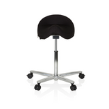 taburete de silla de montar MOVE-TEC 3D PRO I negro con una base de cinco ruedas de hjh OFFICE – vista de 360° (vista frontal 0°)