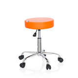 Taburete giratorio naranja OPERATOR II con pistón de gas y base de cinco ruedas de hjh OFFICE – vista de 360° (vista frontal en diagonal 60°)