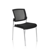 Silla de cuatro patas K9 V negra con respaldo de malla y estructura metálica de hjh OFFICE – vista de 360° (vista frontal en diagonal 40°)