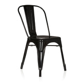 Silla de comedor negra VANTAGGIO COMFORT con estructura metálica y respaldo alto de hjh OFFICE – vista de 360° (vista frontal en diagonal 40°)