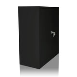 Schwarzer Aktenschrank COLOR AS 105 mit zwei Türen und einem silberfarbenen Griff von hjh OFFICE – 360-Grad-Ansicht (schräge Frontansicht 60°)