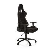 Silla gaming negra GAME FORCE con reposacabezas, reposabrazos y base de cinco ruedas de hjh OFFICE – vista de 360° (vista frontal en diagonal 60°)