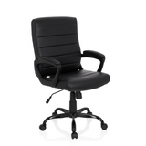 Sillón de oficina Home Office ERGOSMOOTH BIG negro con tapicería acolchada y base de cinco ruedas de hjh OFFICE – vista de 360° (vista frontal en diagonal 40°)