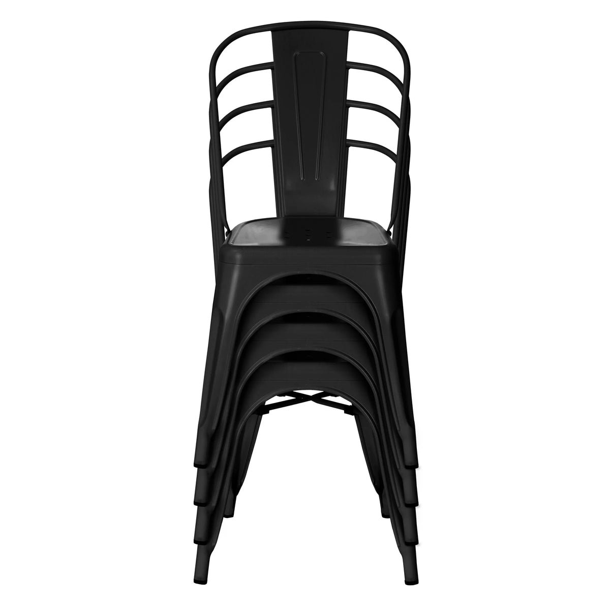 Sillas de comedor VANTAGGIO BRUSH negras apilables con respaldo de listones de hjh OFFICE