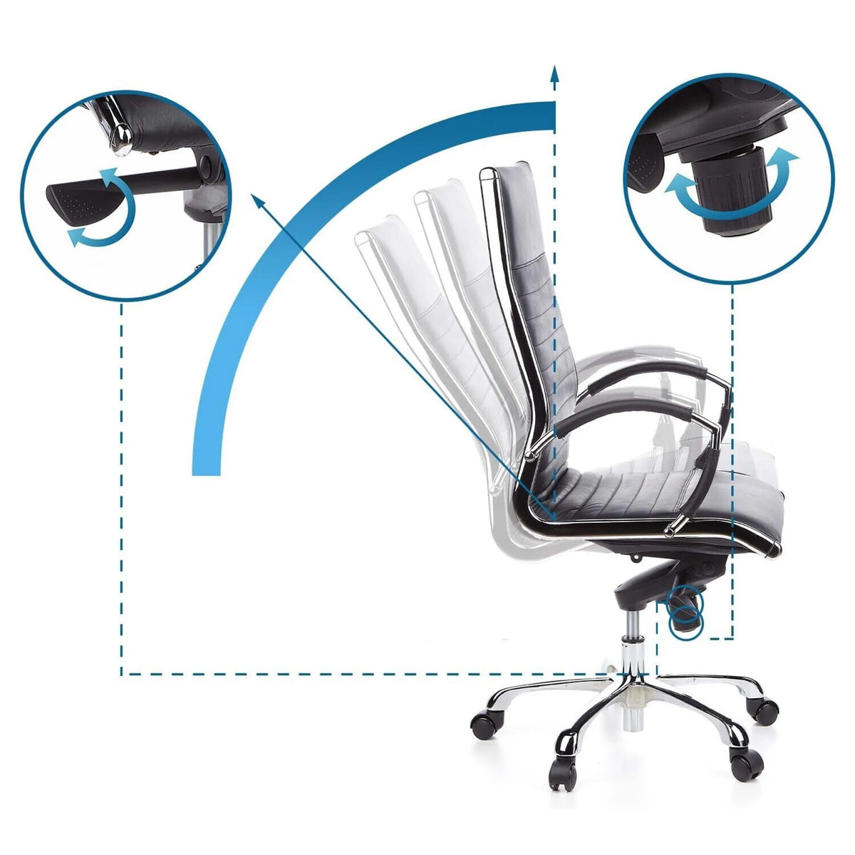 Respaldo ajustable y mando giratorio del Sillón de oficina profesional PARMA 20 de hjh OFFICE