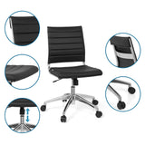 Silla de oficina profesional TRISHA negra con costuras, pistón de gas y base con ruedas de hjh OFFICE