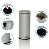 Papelera gris CLEAN VIII con pedal y cubo interior extraíble de hjh OFFICE