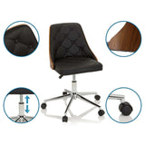 Silla Home Office CENCA en negro con capitoné, respaldo de madera y base regulable en altura de hjh OFFICE