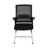 Silla de viga voladiza INVENTOR V negra con respaldo de malla, reposabrazos y base de patín de hjh OFFICE – vista de 360° (vista frontal 0°)