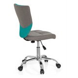 Silla giratoria para niños KIDDY COMFORT en color gris turquesa con base de estrella y cinco ruedas de hjh OFFICE – vista de 360° (vista trasera en diagonal 120°)