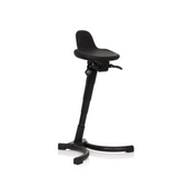 Asiento de pie TOP WORK 34 negro con asiento, respaldo y base de cuatro patas de hjh OFFICE – vista de 360° (vista frontal en diagonal 40°)