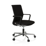 Silla de oficina profesional MOVE-TEC 3D negra con reposabrazos y base de cinco ruedas de hjh OFFICE – vista de 360° (vista frontal en diagonal 60°)