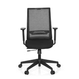 Silla de oficina profesional CONISTON negra con respaldo de malla y base de cinco ruedas de hjh OFFICE – vista de 360° (vista frontal 0°)