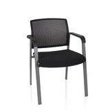 Silla de cuatro patas MEET negra con respaldo de malla y reposabrazos de hjh OFFICE – vista de 360° (vista frontal 20°)