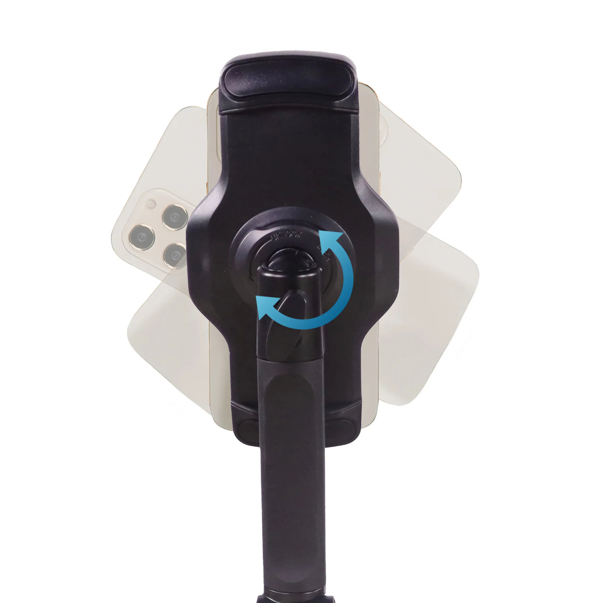 Rótula con flecha de rotación azul del soporte para teléfono móvil y tableta FLEXMOBI III en negro de hjh OFFICE