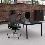 Silla de oficina profesional BRACIO negra con respaldo de malla y reposacabezas de hjh OFFICE