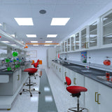 Sillas de mostrador rojas WORK MF con reposapiés y ruedas en un laboratorio de hjh OFFICE