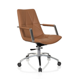 Silla Home Office SARANTO II color camello con capitoné y base de cinco ruedas de hjh OFFICE – vista de 360° (vista frontal en diagonal 40°)