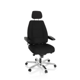 Silla giratoria XXL 24 HOURS I negra con reposacabezas y base de cinco ruedas de hjh OFFICE – vista de 360° (vista frontal 20°)