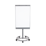 Silbernes Whiteboard MULTIBOARD auf einem fahrbaren Standfuß mit Rollen von hjh OFFICE – 360-Grad-Ansicht (Frontansicht 0°)