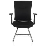 Silla viga voladiza CAPTIVO PRO V negra con reposabrazos y tapizado en tela de hjh OFFICE – vista de 360° (vista frontal 0°)