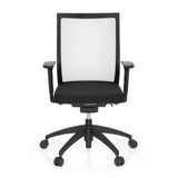 Silla de oficina profesional ASPEN negra con respaldo de malla y base de cinco ruedas de hjh OFFICE – vista de 360° (vista frontal 0°)